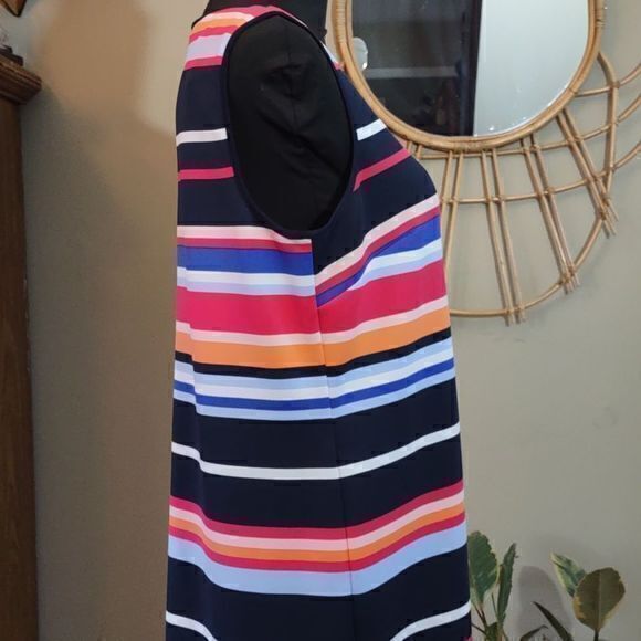 Maggy London Stripes Sleeveless Shift Dress Sz 14 - Picture 4 of 14